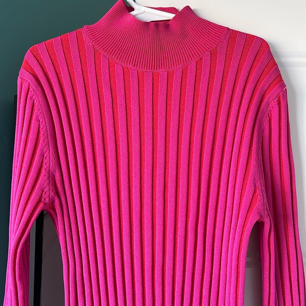 Zara long sleeve tube dress, bright pink / orange , size S